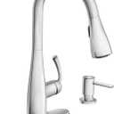 Moen Essie Chrome Single Handle Pull-Down Sprayer Kitchen Faucet with Soap Dispenser, Reflex and Power Clean Technology, 87014