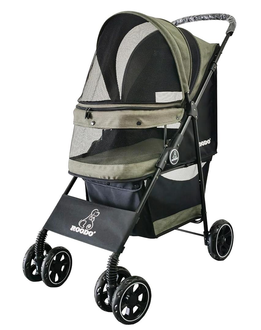 ROODO 4 Wheel Dog Cat Pet Stroller Best Lightweight Foldable Compact Portable Jogger All Terrain Travel Pet Gear Puppy Doggie Bunny Kitty Stroller for up to 30lbs Medium Small Dogs Cats(sage Green) ROODO 4 Wheel Dog Cat Pet Stroller Best Lightweight Foldable Compact Portable Jogger All Terrain Travel Pet Gear Puppy Doggie Bunny Kitty Stroller for up to 30lbs Medium Small Dogs Cats(sage Green)