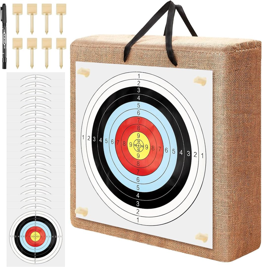 ShinyRelief 20 Inch Adult Backyard Straw Archery Target, for Recurve Compound or Longbow, 20 Pcs Paper Arrow Targets, Traditional Bow Arrow Target for Kids Youth Gift Archery Hunting Practice