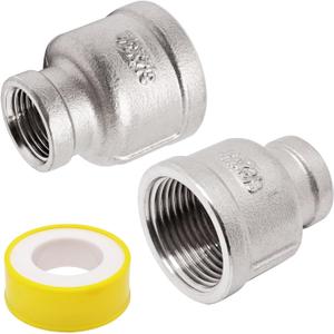 Reducing Coupling 3/4" x 3/8" NPT Female Threaded Pipe Fitting 304 Stainless Steel Adapter, 2 Pack