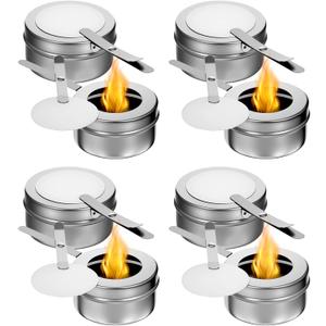 8 Pcs Stainless Steel Fuel Holder, Chafing Wick Fuel Holder with Cover, Buffet Warmer Warming Trays Perfect for Chafing Dish, Buffet, Barbecue, Parties