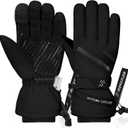 Winter Ski Snow Gloves Men Women,Waterproof Windproof Touchscreen Snowboard Gloves,3M Thinsulate Insulated Warm Winter Snowmobile Gloves (Medium, Black)