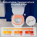 Clirass Elongated Heated Toilet Seat with Night Light, Three Temperature Settings Heated Seat,70 in Power Cord, Fit Elongated Toilet, Cold Water Bidet Function Toilet Seat With Slow Close