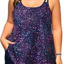 Plus Size Tankini Swimsuits - Women Two Piece Tankini Top with Shorts Flowy Swimsuit 2025 Bathing Suits (Star Whole Sky) 22W