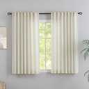 DONREN Flax Linen Curtains 72 Inch Length - Neutral Rustic Farmhouse Decor Back Tab Loop Light Filtering Semi Sheer Soft Woven Textured Curtains for Dining Room,Cream Colored,2 Panels,52" x72" (Natural)