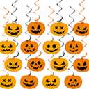 60PCS Halloween Pumpkin Party Swirls Decorations Little Pumpkin Hanging Swirls Black Orange Halloween Ceiling Hanging Decor Supplies for Ghost Parties Birthday Pumpkins Theme Party Favors