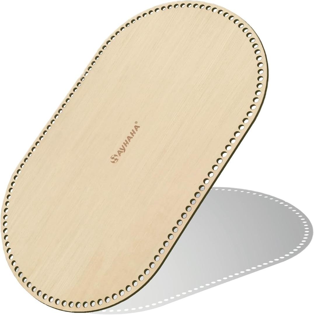 Large Moses Basket Wood Bottom 27.56 x 15.75 inches,Oval Natural Wood Base Shaper for DIY Crochet or Knitting Weaving Crafts Home Decoration (1PC)