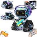 STEM Robot Building Kit, 3 in1 Remote & App-Controlled Robotic Toys, Robot Building Blocks Set with LED Eyes & Sound, Christmas Birthday Gifts for Boys Girls Age 6 7 8 9 10 11 12+ Year Old (433 Pcs) (Blue)