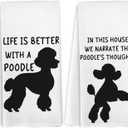 Poodle Gifts Kitchen Towels Set of 2, Poodle Gifts for Women, PoodleDecor Dish Towels Tea Towels for Kitchen, Black PoodleGifts Hand Towels for Bathroom, 16x24 Inches