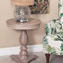 Powell Finley Natural Pedestal Accent Side Table with Round Top, Standard