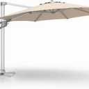 wikiwiki 11FT Cantilever Patio Umbrella, Offset Umbrella Outdoor Patio with 360 Rotation and Unlimited Tilting System, Heavy Duty Large Umbrella with Cross Base, Beige