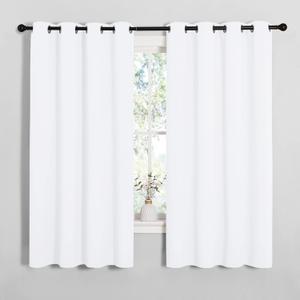 NICETOWN Draperies Curtains Panels, Blocking Out 50% Sunlight Window Treatment Curtains, Small Window Drapes for Bedroom (2 Panels, 55 by 68, White)