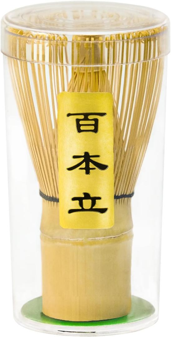 Vaiheng Matcha Whisk, Matcha Whisk Set Matcha Bamboo Whisk for Matcha Powder Handcrafted Organic Traditional Japanese Chasen, 100-Prong Matcha Stirrer Wisk Mixer Brush for Authentic Tea Preparation