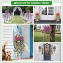 2 Packs Outdoor Artificial Hanging Flowers with 3D Magnetic Butterflies, UV Resistant Faux Silk Blooms for Spring Summer Porch Patio Balcony Decor, Red (With 8 PCS Simulated Butterflies)