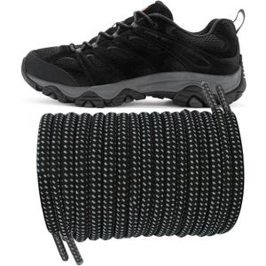 UamGlsob 13/64'' Shoelaces for Hiking Shoes,Original Heavy Duty Boot Shoe Laces Strings Replacement Laces for Outdoor (Black-Grey, 63''/160cm)