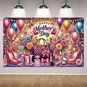 Happy Mothers Day Backdrop for Photography Happy Mother's Day Banner Best Mom Moms Day Party Decorations and Supplies for Home Party-7143''