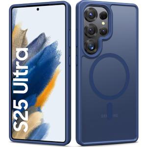 BXYJY for Samsung Galaxy S25 Ultra Magnetic Case, Slim Compatible with MagSafe & Wireless Charging, Military Grade Drop Proof, Translucent Silicone Men Women Protective Case for Galaxy S25 Ultra, Blue