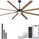 96 Inch Industrial Ceiling Fan with Light and Remote, Extra Large Design with 8 Aluminum Blades, Smart Control Compatible with Voice Assistants, Model ZCCF04WD-96