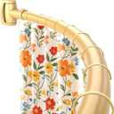 Gold Curved Shower Curtain Rod,35-76 Inches Adjustable Length Curved Shower Rods Round Shower Curtain Rod Rust Proof Stainless Steel Curved Shower Rods For Bathroom