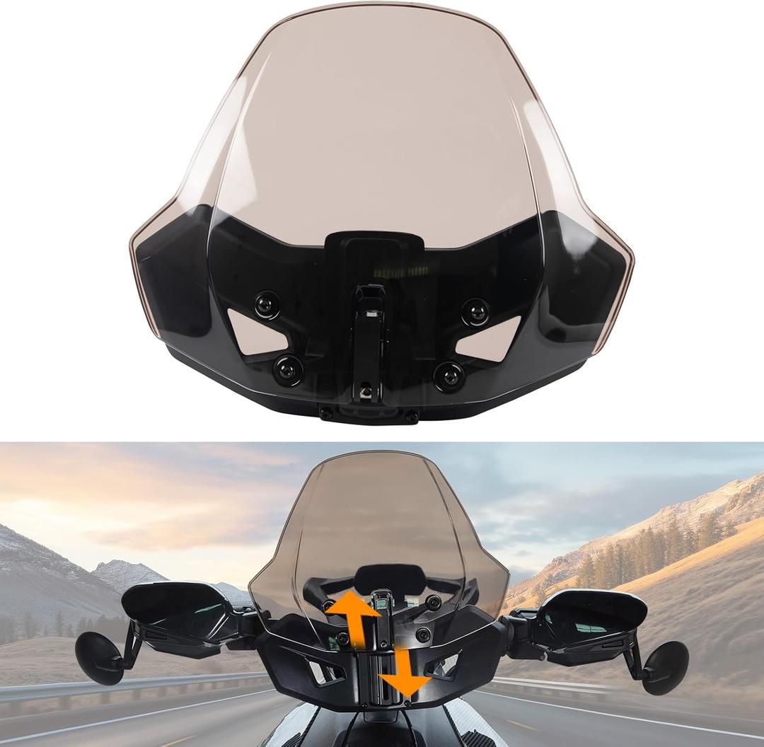 Front Windshield for Can-Am Ryker All Models, 3" Dark Tinted Adjustable Wind Deflector Hard Coated Windscreen for Can Am Ryker 900 600 Sport Rally Accessories, Replace # 219401023, 219400771