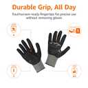 Amazon Basics Impact Protection Work Gloves - Cut Level A2, ANSI Level 4 Abrasion, Touchscreen Compatible, 15G Sandy Nitrile Palm, XX-Large, 100 Pack, Black with Black Edge (Black, L)