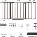 Mumeasy 29.7-57" Extra Wide Baby Gate, Auto Close Large Dog Gate for Doorways, No Drilling Pressure Mounted Pet Safety Gate for Stairs, Easy Walk Through Child Gate for Hallways, House, Indoor, Brown