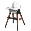 8 in 1 Highchair, Convertible Wooden Baby High Chair with Tray, Adjustable High Chair for Babies and Toddlers, Easy to Clean, Grow with Family|Booster|Learning Table|High Stool (White)
