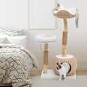 Cat Tree Tower for Indoor Cats, Modern Real Wood Cat Condo with Scratching Post, Jumping Platforms, Hanging Toy Ball for Multi-Cat Households, 20.8"L x 15.7"W x 40.5"H