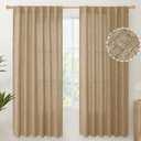 YoungsTex Burlap Linen Semi Sheer Curtains 72 Inch Length for Living Room, Semi Sheer Window Treatments Light Filtering with Rod Pocket Back Tab for Farmhouse Bedroom, Toffee, 2 Panel, 52 X 72 Inch