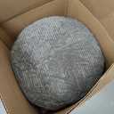 HIGOGOGO Round Stuffed Pouf Ottoman, Corduroy Poufs with Foam Chunk Filling, Furry and Fluffy Pouf Foot Stool Storage Ottoman, 20 X 15 Floor Poufs Foot Rest for Living Room, Dark Grey