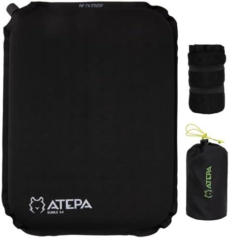 ATEPA Inflatable Stadium Seat Cushion Bed, Self-Inflating Memory Foam Stadium Seats Bleacher Seat Chair Cushion Pad for Airplane Travel Backpacking Sports Events.Color Blue,Bag Black
