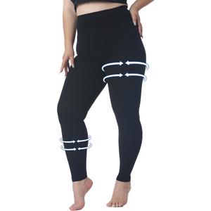 Plus Size 5XL Medical Compression Pantyhose for Women & Men, 15-20 mmHg Graduated Compression Leggings, Opaque Footless Waist High Compression Stockings for Edema, Varicose Veins, Flight, DVT, Black