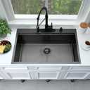 Black Kitchen Sink Drop In-Bokaiya 33x19 Drop In Single Bowl Kitchen Sink 16 Gauge Black Stainless Steel Top Mount Workstation 10 Inch Deep Kitchen Basin for Home