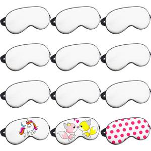 10 Pieces Eye Sleep Coverings Sublimation Beige White Blank Silk Eye Coverings Soft Heat Transfer Sleep Shade Blindfold with Adjustable Strap for Sleeping Travel Nap Meditation Team Games