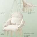SONGMICS Hanging Chair, Hammock Chair with Large, Thick Cushion, Boho Swing Chair for Bedroom, Patio, Balcony, Garden, Holds up to 264 lb, Accessories Included, Cream White UGDC042M01