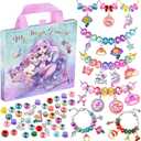Girls Charm Bracelet Making Kit: Mermaid Jewelry Supplies Make Set Charm Bracelets Kits DIY Art Craft Set Girl Toys Age 5 6 7 8 9 10 11 12 Year Old Girl Little Children Creative Birthday Gifts for Kid