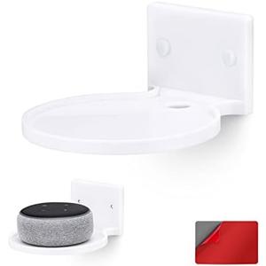 BRAINWAVZ 5” Round Floating Shelf Mount for Security Cameras Baby Monitors Speakers Plants Toys & More Universal Holder Stick-On Or Screw Mount, Easy to Install (White)