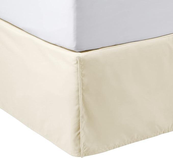 Amazon Basics Lightweight Pleated Bed Skirt, Queen, Beige, Solid