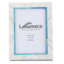 Lahumzco Handmade Picture Photo Frame Chevron Herringbone Art Inspired Vintage Table-Top/Wall Décor Boho Frames (5x7 Inches, Blue, White)