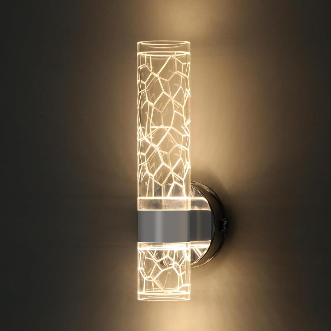 LED 12V RV Wall Sconce with Switch, Decorative Wall Mounted RV Reading Lights, 3400K Warm White Light, 6W 300LM Interior Lighting for RV Motorhome Camper Trailer