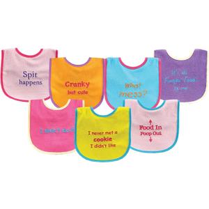 Luvable Friends Baby Cotton Terry Drooler Bibs with PEVA Back, Transportation, One Size (Pink Food)