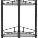 4 Tier Floor Standing Corner Shower Caddy Organizer Shelf with Hooks, Bathroom Shelves Stand Rack, Black