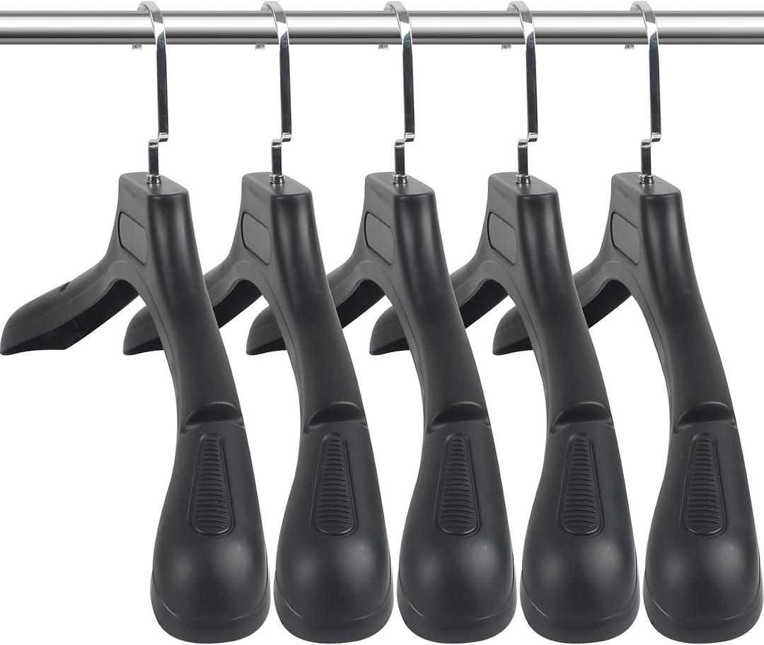 DEDU Suit Hangers for Men 100 Pack, Extra Wide Suit Hanger Non Slip Width 17.7", Thick Plastic Coat Hangers Black with Metal Hook, 17.3" x 9.4" x 2"