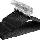 Non-Slip Hanger Metal Hangers Wire Shirt Hangers Chrome and Black Friction, 40 Pack Space Saving Clothes Hanger with Rubber Coating 16.5 Inches