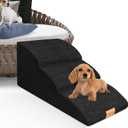 Topmart High Density Extended Foam Dog Ramp&Steps 3 Tiers,15.7" High,Non-Slip Dog Stairs with Waterproof Cover,Soft Foam Pet Ladder,Best for Injured,Older Cats,Pets with Joint Pain