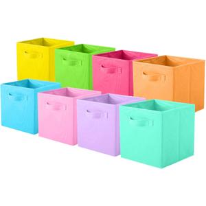 ShellKingdom Storage Bins, Foldable Fabric Storage Cubes And Cloth Storage Organizer Drawer For Closet And Toys Storage, 8 Pack (8 Colors)