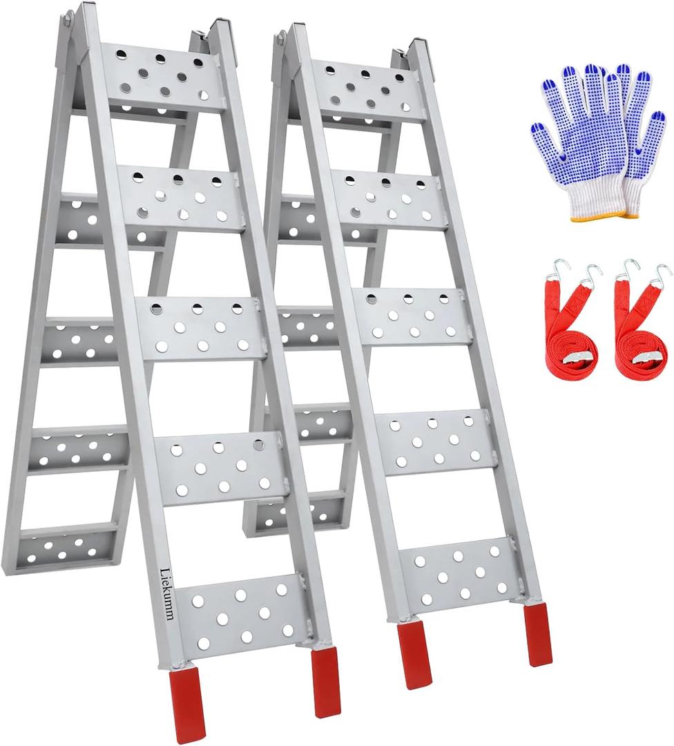 LIEKUMM 83" ATV Ramps 2-Pack, 960 lbs Capacity Folding Loading Ramps for Pickup Trucks, Heavy Duty Truck Ramps for Trailer, Lawn Mower (Silver)