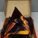 Halloween Women Witch Hat with LED Lights Costume Gauze Feathers Spiders Decoration for Festival Carnival Party (Orange)