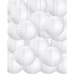 Treela 30 Pack White Chinese Japanese Paper Lanterns Decorative Hanging Round Paper Lantern Lamps for Wedding Birthday Party Decorations (10 Inch)