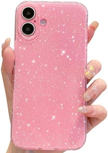 OWLSTAR for iPhone 16 Case 6.1 inch, Cute Glitter Bling Thin Slim Shockproof Sparkly Shiny Soft Silicone Phone Case for Women Girls Girly (Pink), Pack of 5